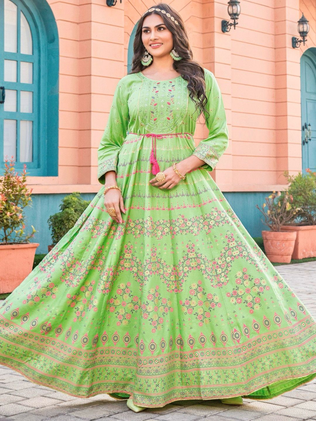 Glam Nx Long Rayon Print  Anarkali Gown  Catalogue
